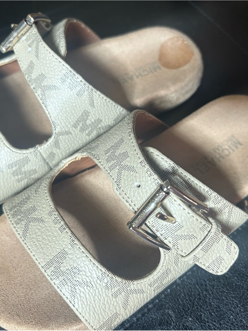 Michael Kors Cream Logo Buckle Sandals
